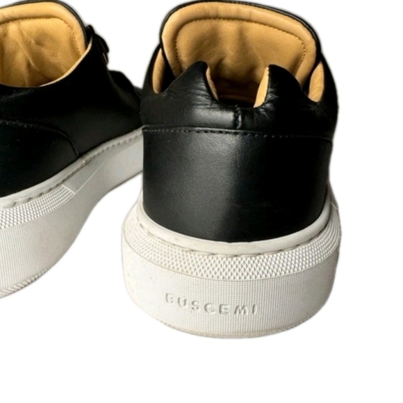 Buscemi Blk Italian Leather Wht Sole LowTop Sneakers EU 38/US Mens Sz 6 Wms 7.5 - Picture 11 of 16
